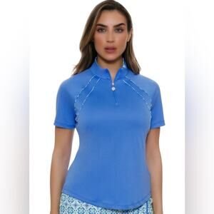 Greg Norman Golf Top Shirt Blue Polo Short Sleeve Size Small S